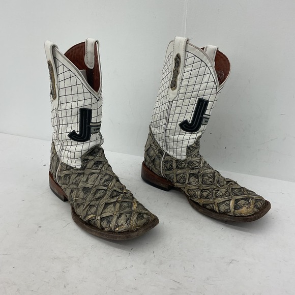 H | Shoes | H White Gray Exotic Pirarucu Fish Scale Western Leather ...